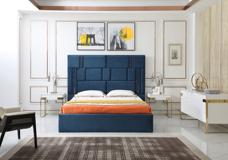 Modrest Adonis - Modern Blue Fabric Bed