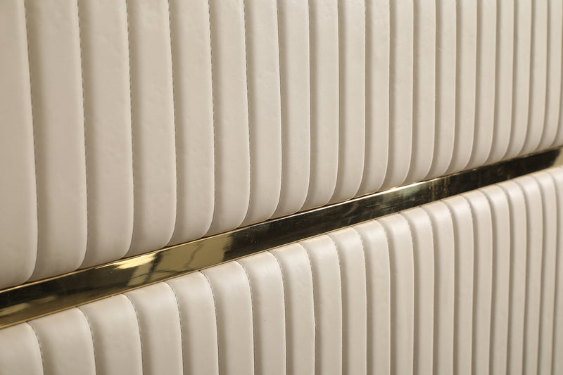 Modrest- Sterling Modern Beige Bonded Leather & Gold Bed
