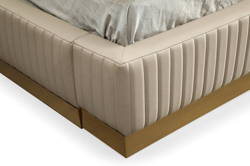 Modrest- Sterling Modern Beige Bonded Leather & Gold Bed