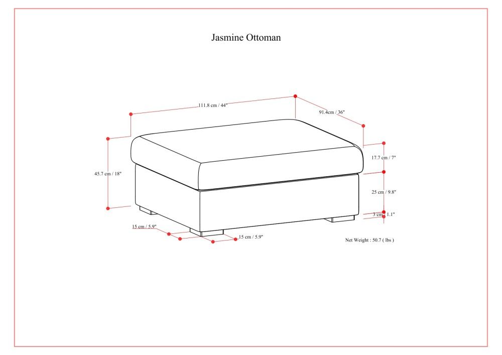 Jasmine - Ottoman - Gray