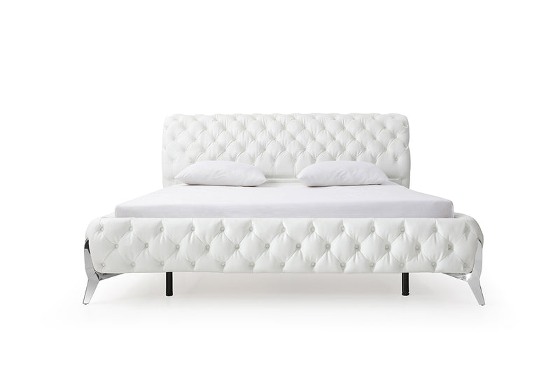 Eastern King Modrest Legend Modern White Bonded Leather Bed
