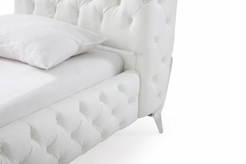 Eastern King Modrest Legend Modern White Bonded Leather Bed