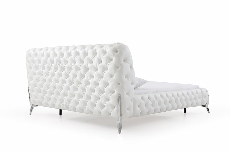 Eastern King Modrest Legend Modern White Bonded Leather Bed
