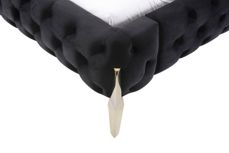 Modrest Legend Modern Black Velvet & Gold Bed