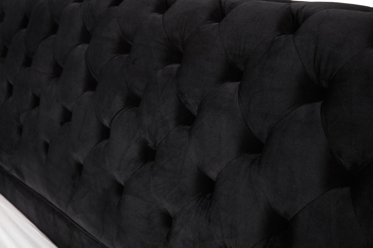 Modrest Legend Modern Black Velvet & Gold Bed
