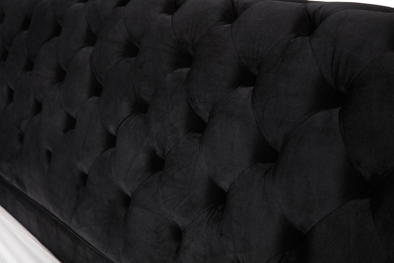 Modrest Legend Modern Black Velvet & Gold Bed