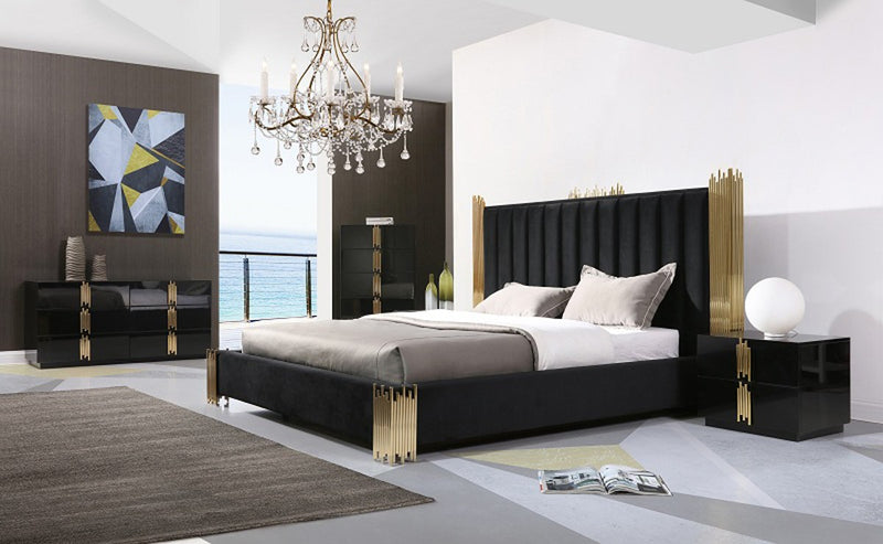 Modrest Token Modern Black & Gold Nightstand