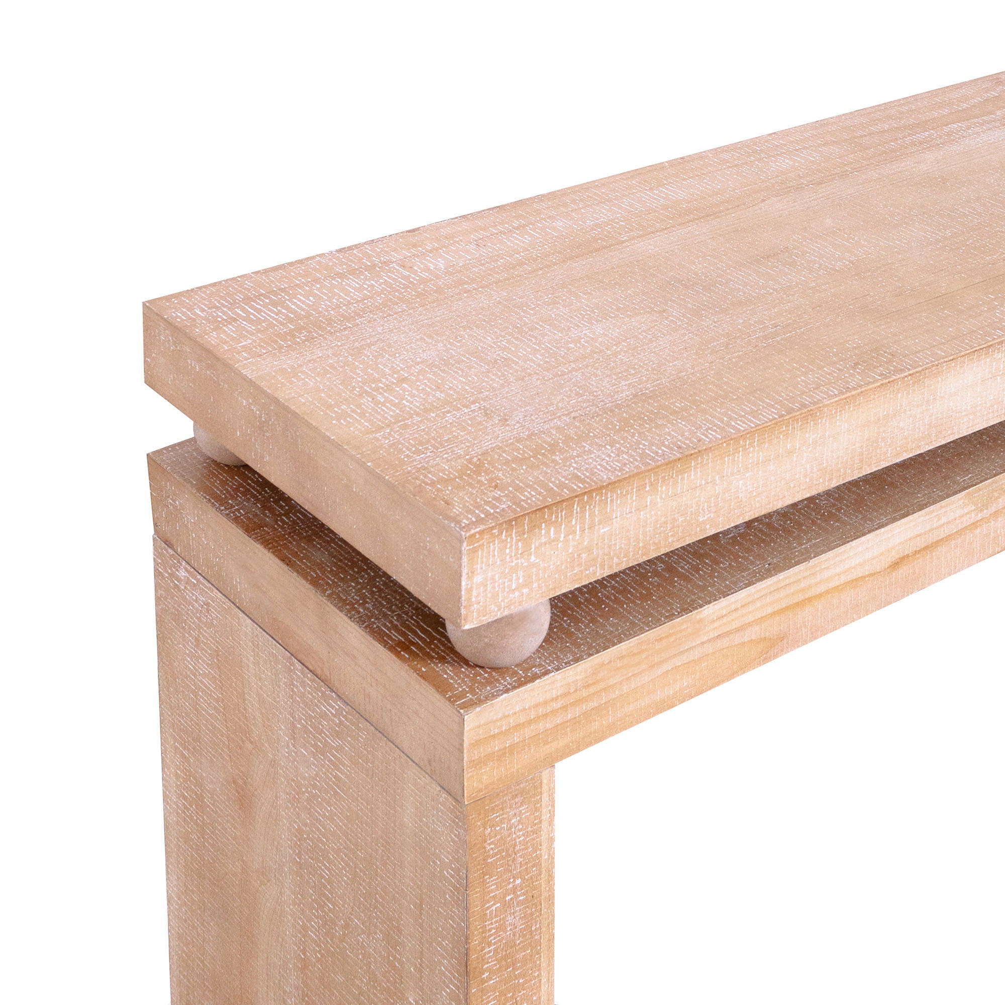 Slim Console Table, Narrow Entryway Table With Bead Detail - Light Natural / Natural