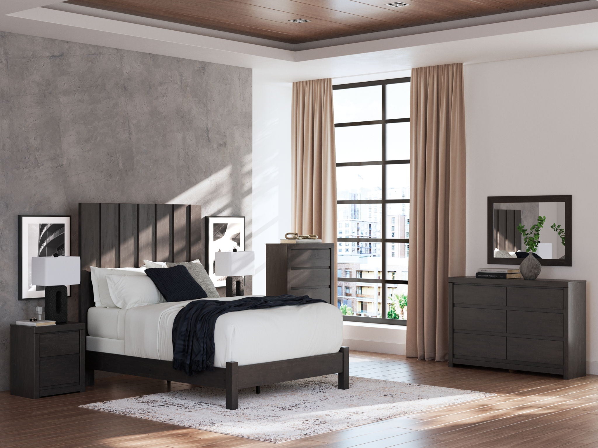 Fraluna - Six Drawer Dresser - Charcoal