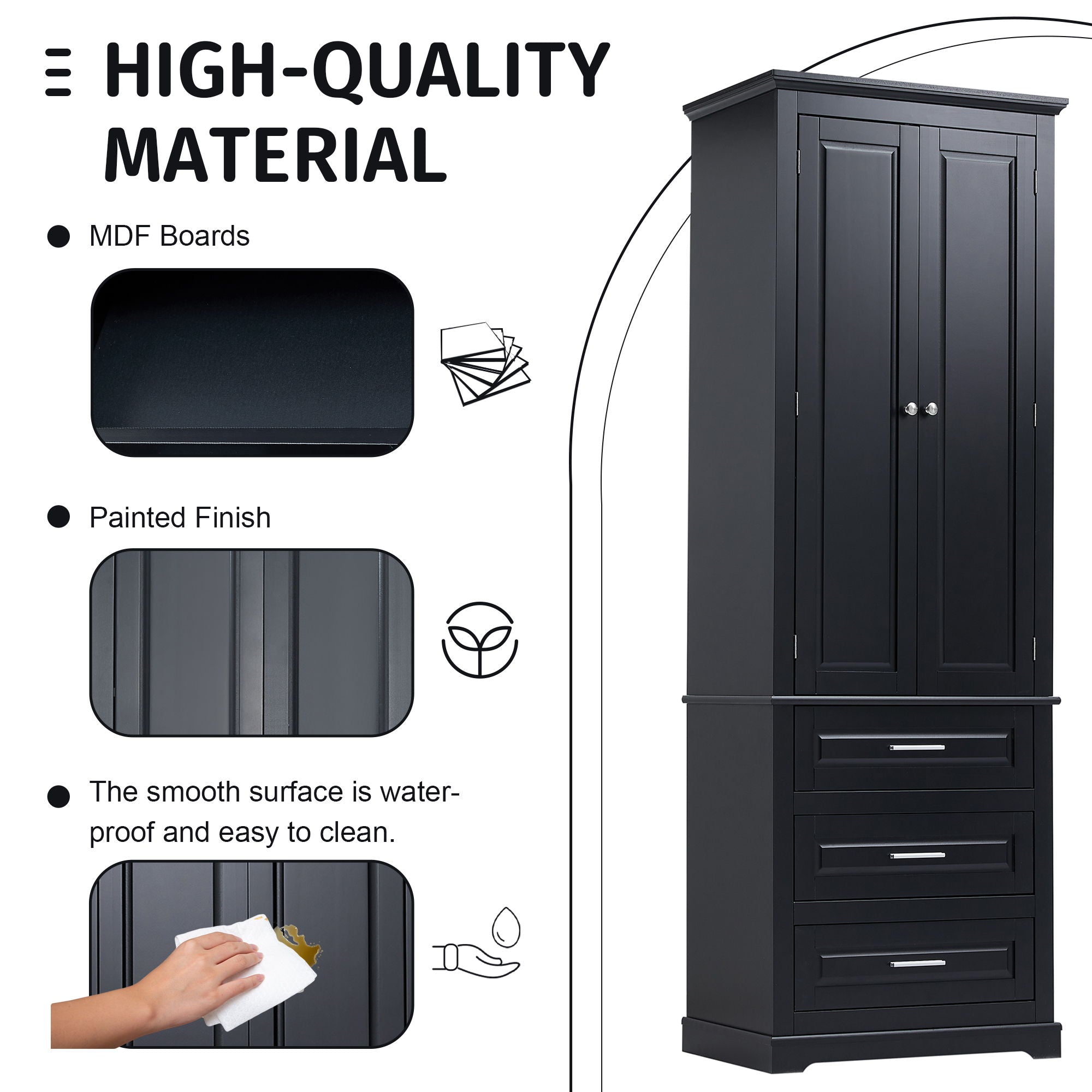 Storage Cabinet With 3 Drawers For Bathroom
