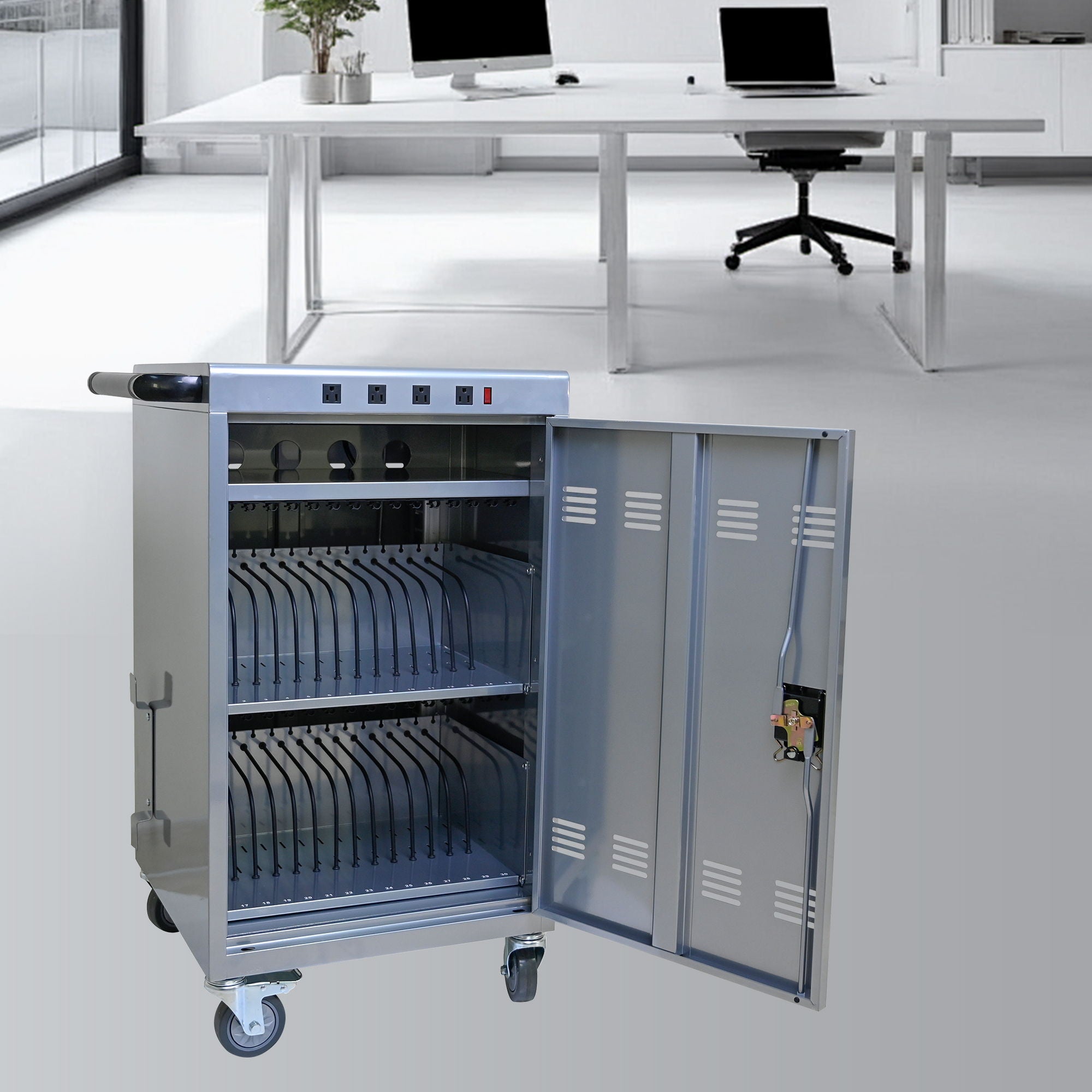 Mobile Charging Cart For Tablets Laptops 35, Device Capacity Matt Metal