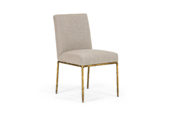 Modrest Beasley - Modern Beige Linen + Brass Dining Chair