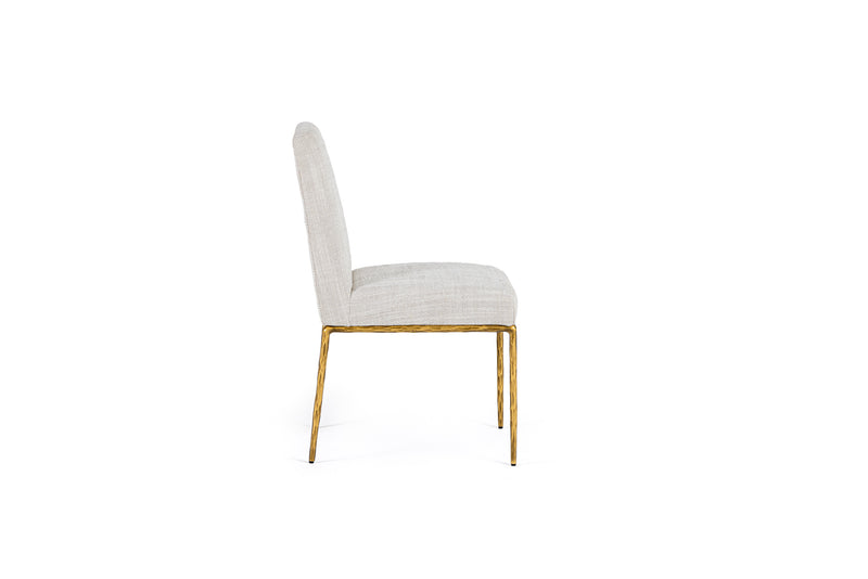 Modrest Beasley - Modern Off-White Linen + Brass Dining Chair