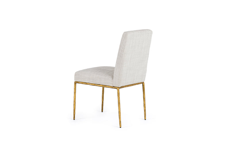 Modrest Beasley - Modern Off-White Linen + Brass Dining Chair