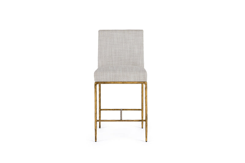 Modrest Beasley - Modern Off-White Linen + Brass Counter Chair