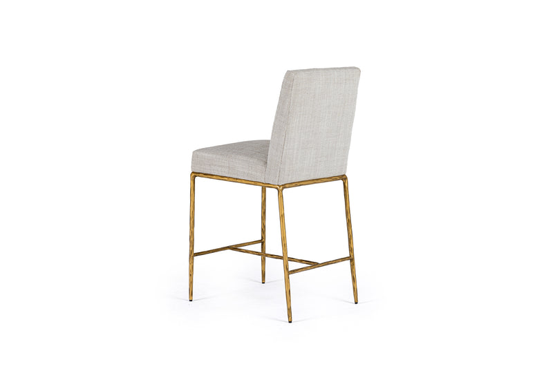 Modrest Beasley - Modern Off-White Linen + Brass Counter Chair