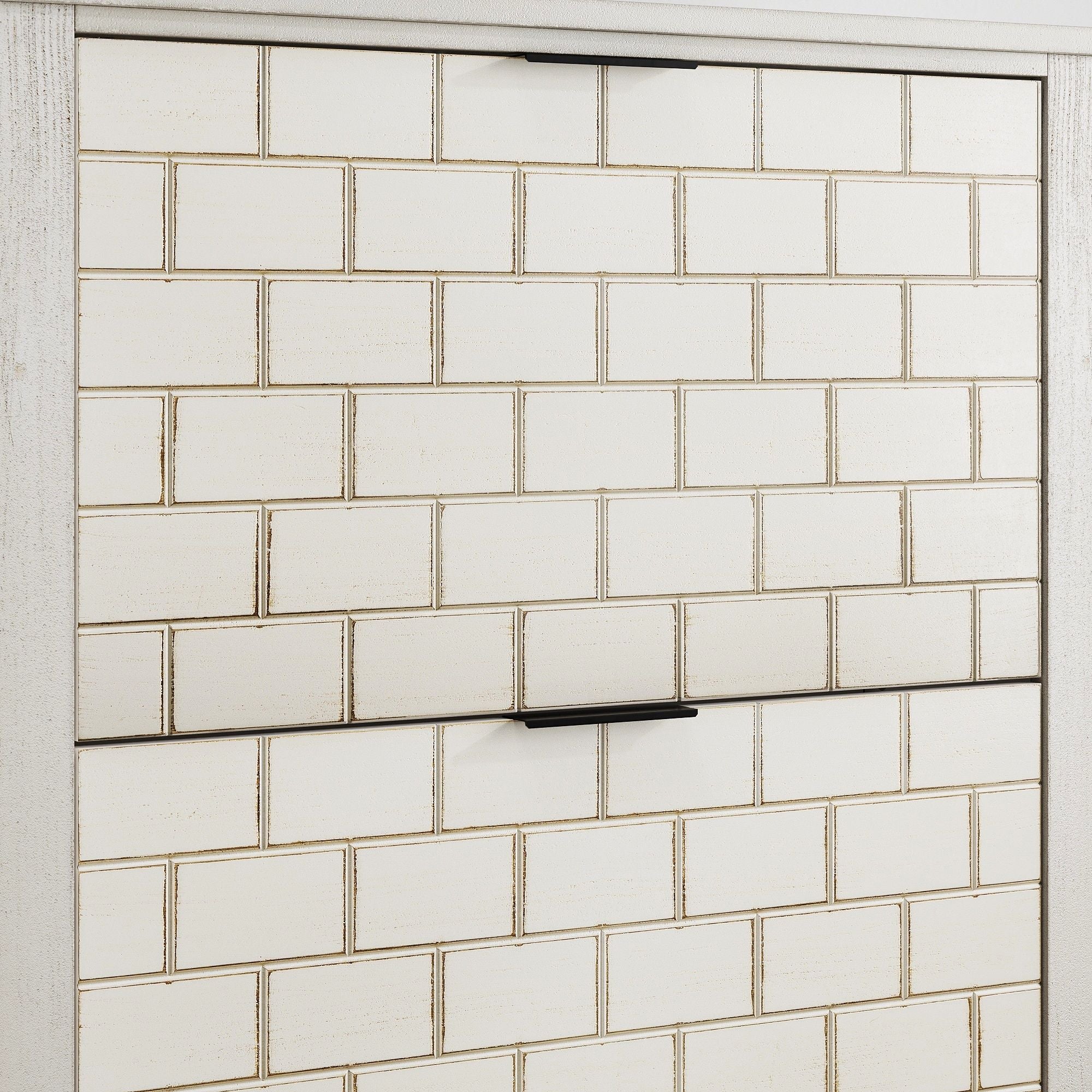 Retro Shoe Storage Cabinet, Mid Century Vintage Freestanding With 2 Flip Drawers, Suitable For Entryway - Retro White / White / Vintage