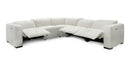Divani Casa Beck- Contemporary White Fabric Sectional Sofa with 3 Recliners