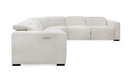 Divani Casa Beck- Contemporary White Fabric Sectional Sofa with 3 Recliners