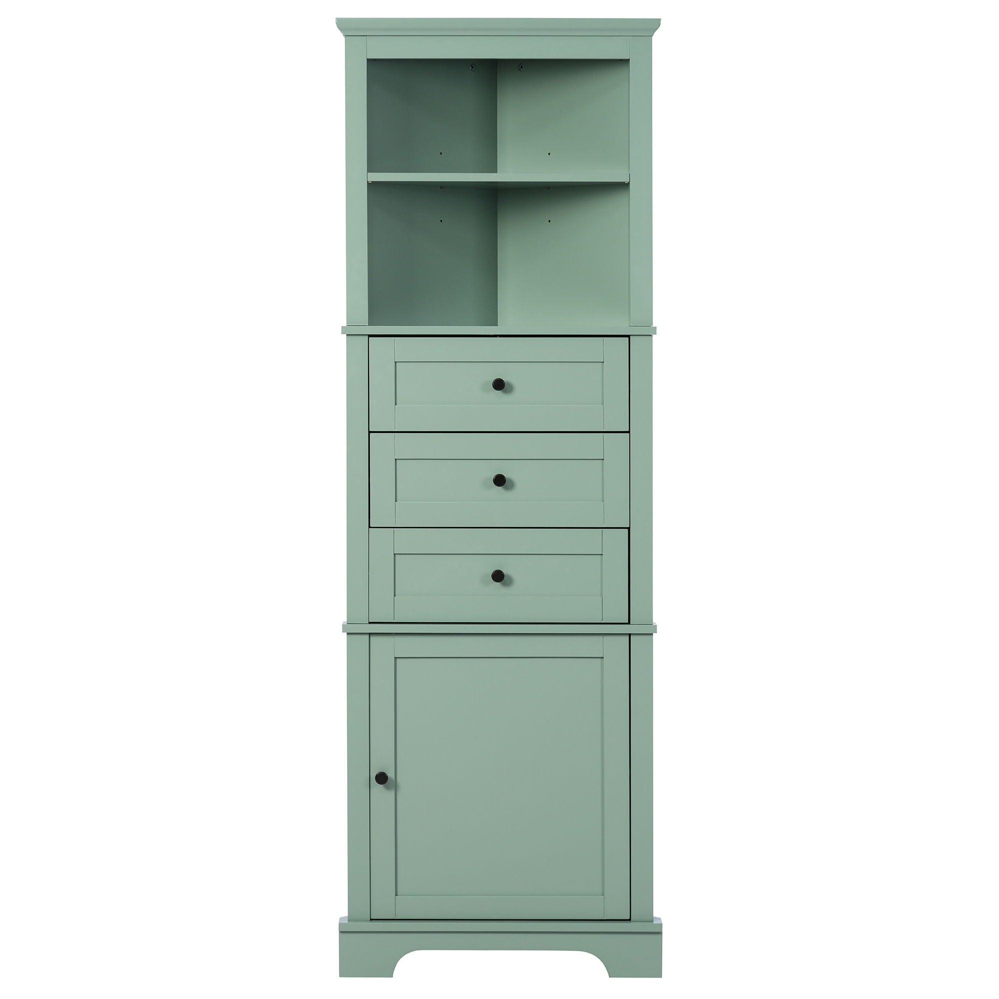 Tall Storage Cabinet With 3 Drawers And Adjustable Shelves For Bathroom