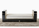A&X Bellagio Transitional Black Crocodile and Beige Fabric Chaise