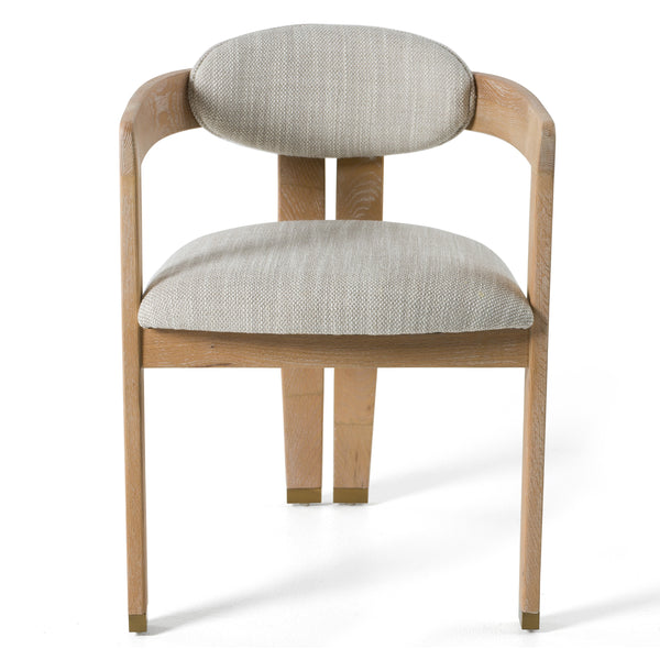 Modrest Belton - Modern Off-White Fabric + White Wash Oak Dining Chair