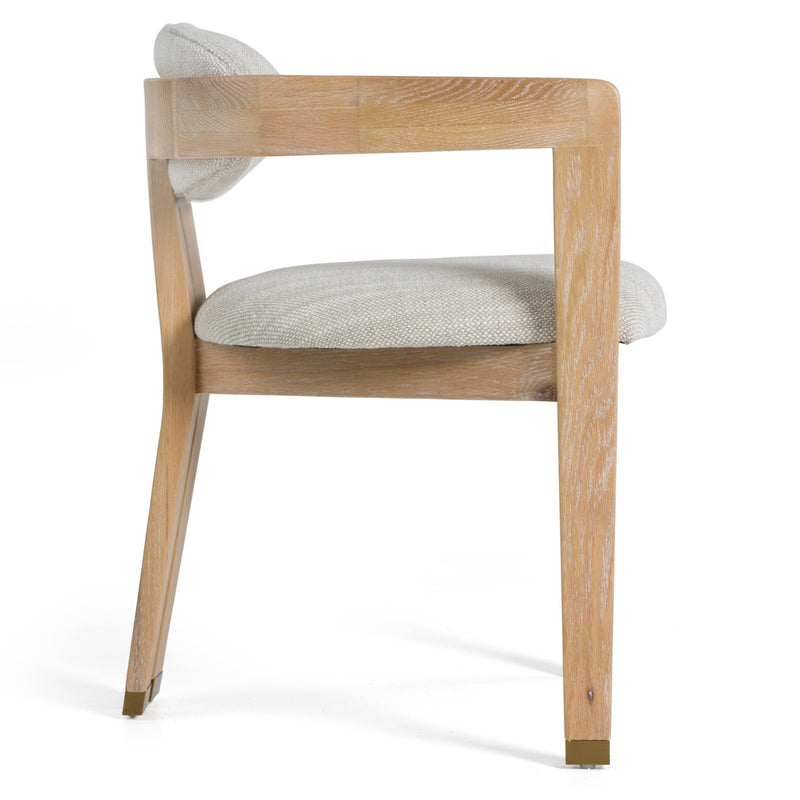 Modrest Belton - Modern Off-White Fabric + White Wash Oak Dining Chair