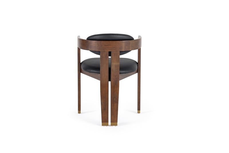 Modrest Belton - Modern Black Vegan Leather + Brown Oak Dining Chair