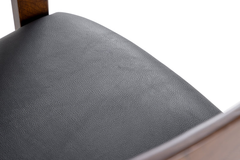 Modrest Belton - Modern Black Vegan Leather + Brown Oak Dining Chair