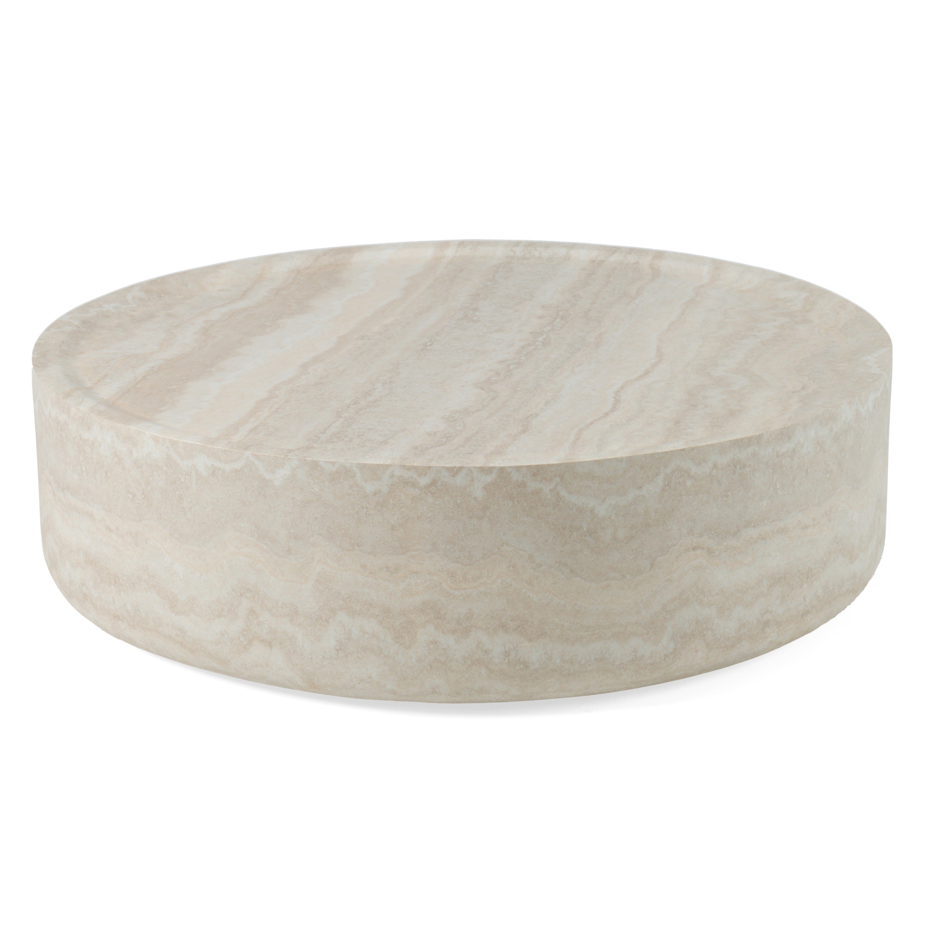 Modrest Benji - Modern Faux Travertine Round Large Coffee Table