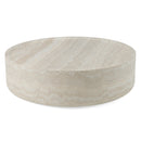 Modrest Benji - Modern Faux Travertine Round Large Coffee Table