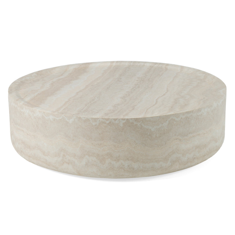 Modrest Benji - Modern Faux Travertine Round Large Coffee Table