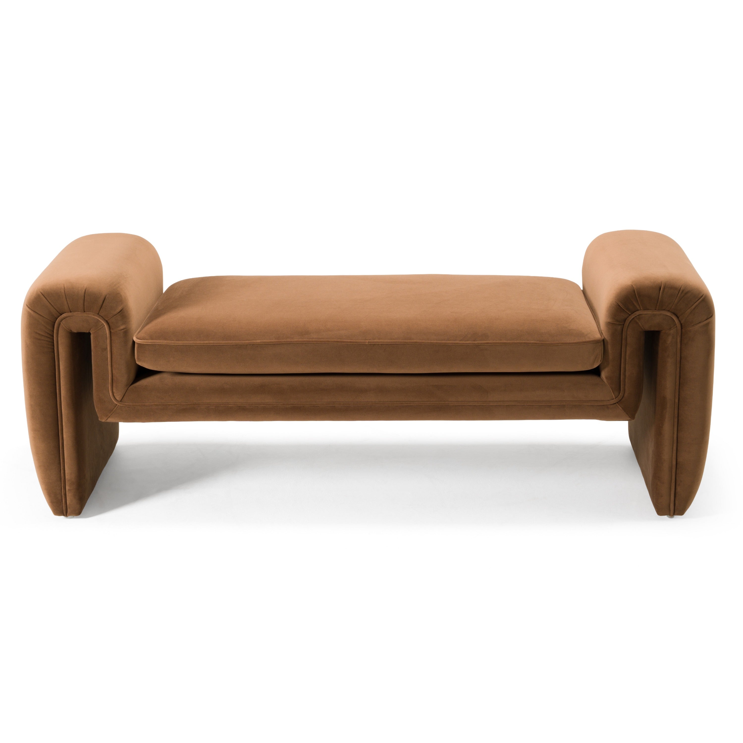 Divani Casa Bentley - Modern Brown Velvet Bench