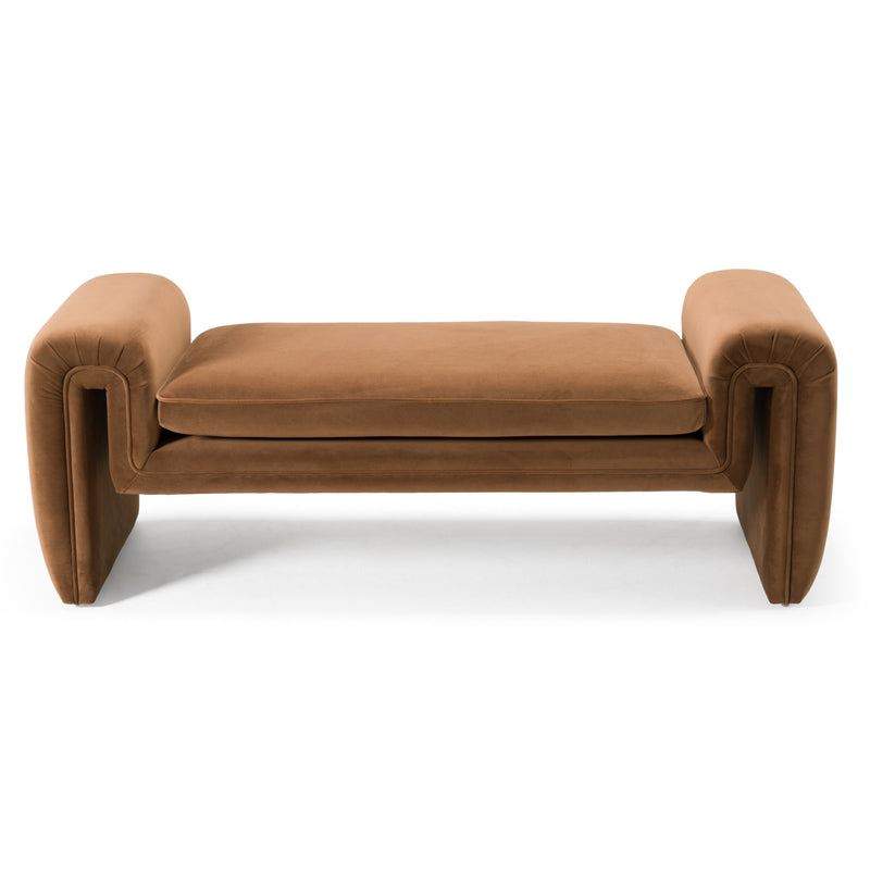Divani Casa Bentley - Modern Brown Velvet Bench