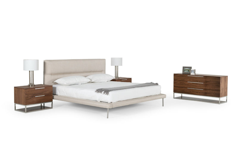 Modrest Bergeron - Contemporary Cream Woven Fabric Bed