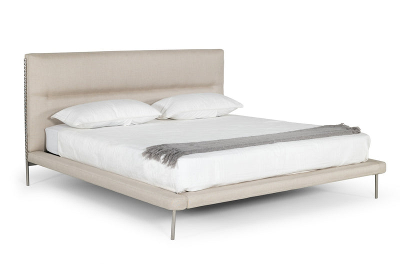 Modrest Bergeron - Contemporary Cream Woven Fabric Bed