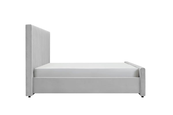 Eastern King Modrest Beverly - Modern Grey Velvet Bed