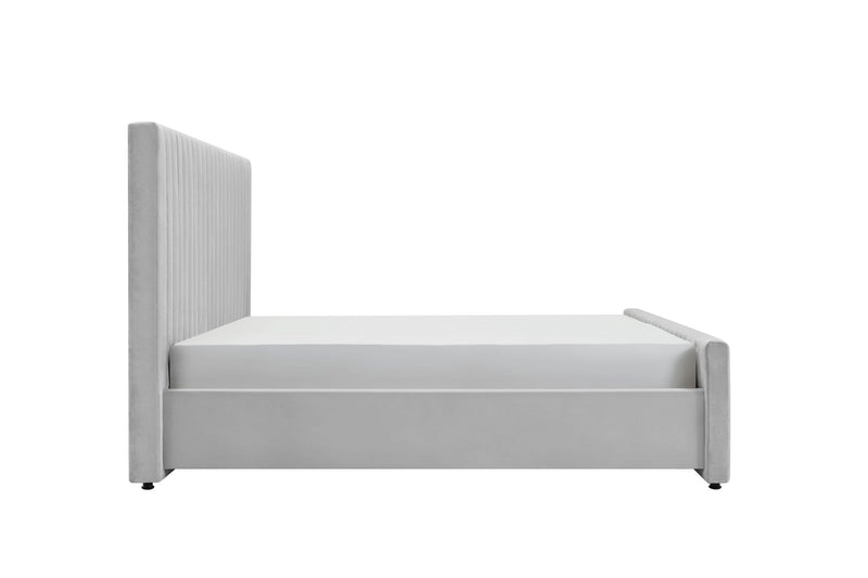 Eastern King Modrest Beverly - Modern Grey Velvet Bed