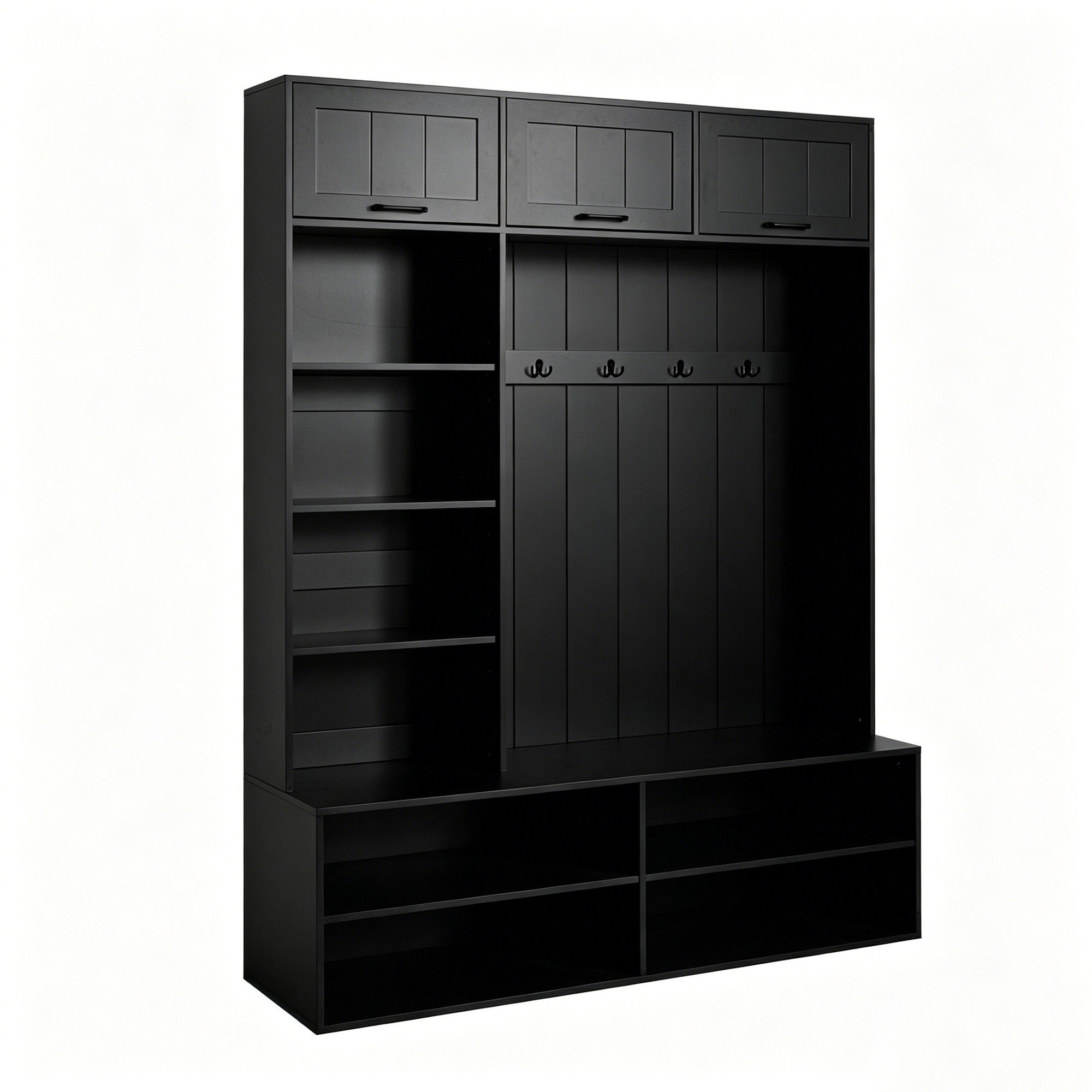 Farmhouse Hall Tree & Bench And Shoe Storage