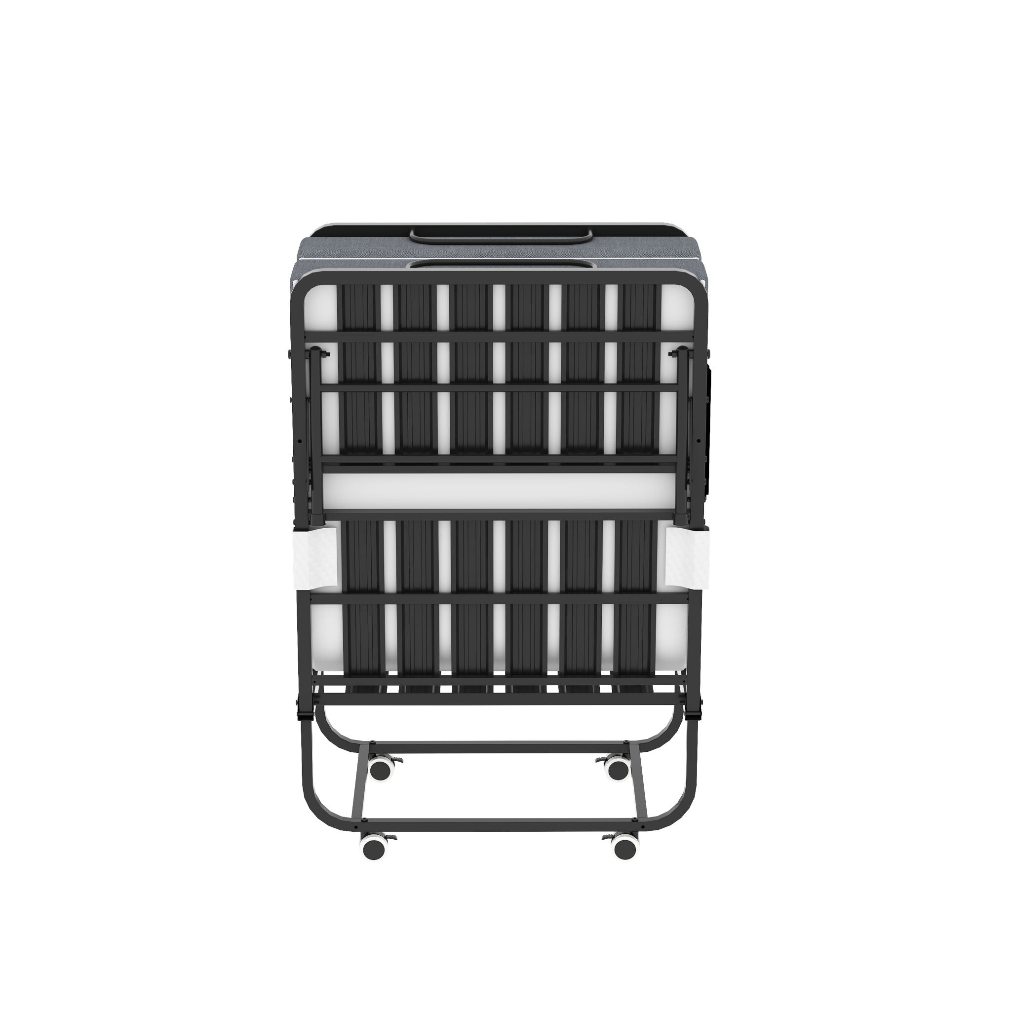 Twin Folding Bed With Memory Foam Mattress, Space Saving Rollaway Guest, On Wheels, Portable For Adults & Guests - Black