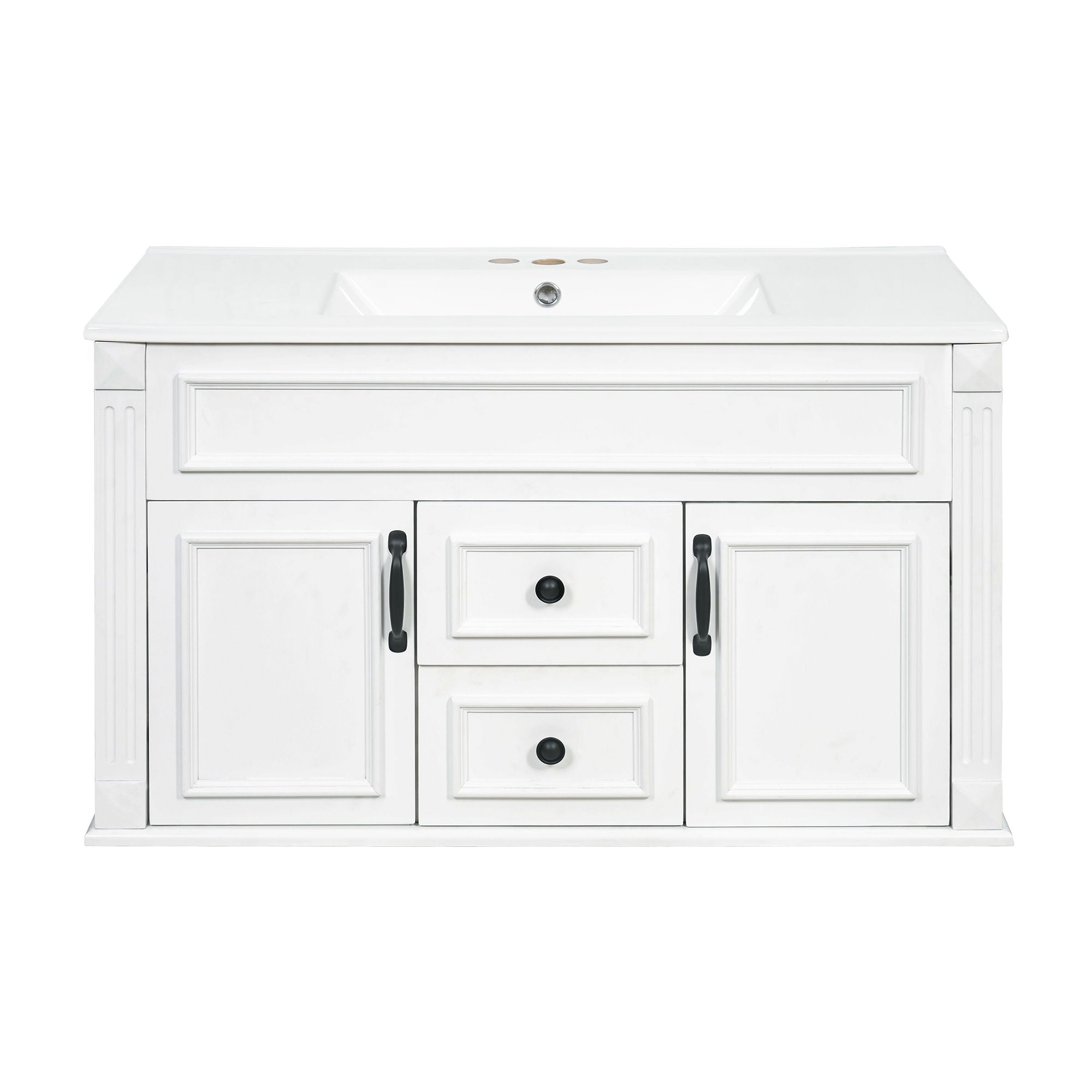 French Simple Style Wall Mounted Bathroom Cabinet With Sink