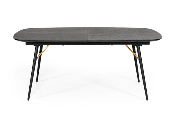 Modrest Billy Modern Black Oak & Gold Extendable Dining Table