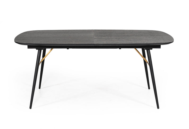 Modrest Billy Modern Black Oak & Gold Extendable Dining Table