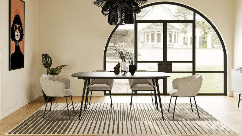 Modrest Billy Modern Black Oak & Gold Extendable Dining Table