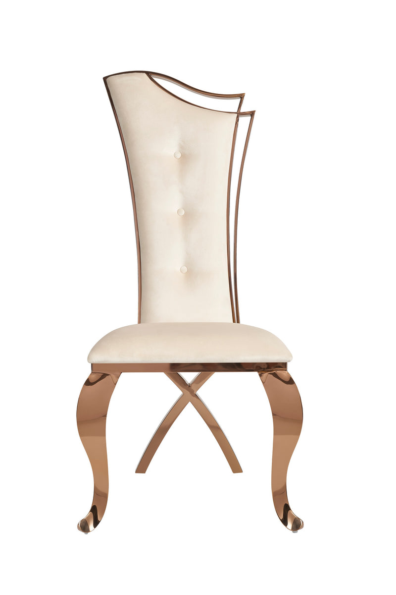 Modrest Bonnie - Beige Velvet & Rose Gold Dining Chair (Set of 2)