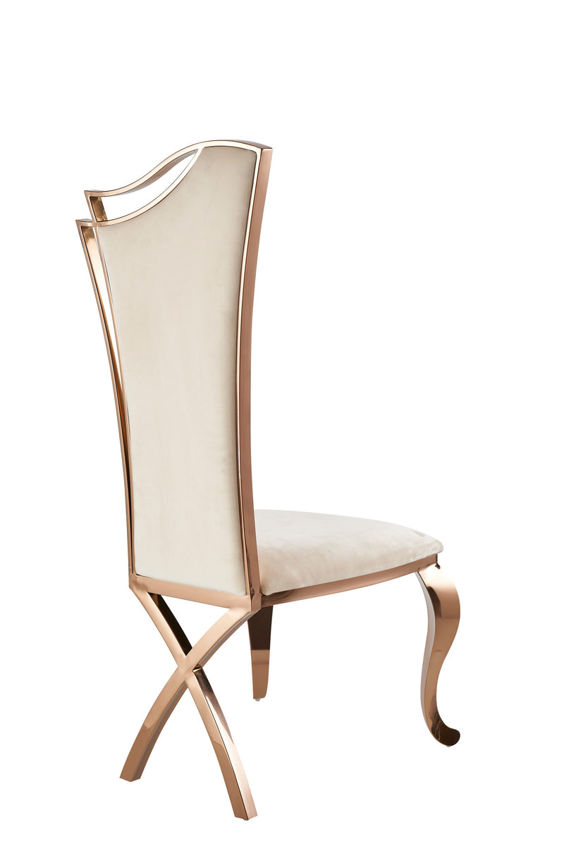 Modrest Bonnie - Beige Velvet & Rose Gold Dining Chair (Set of 2)