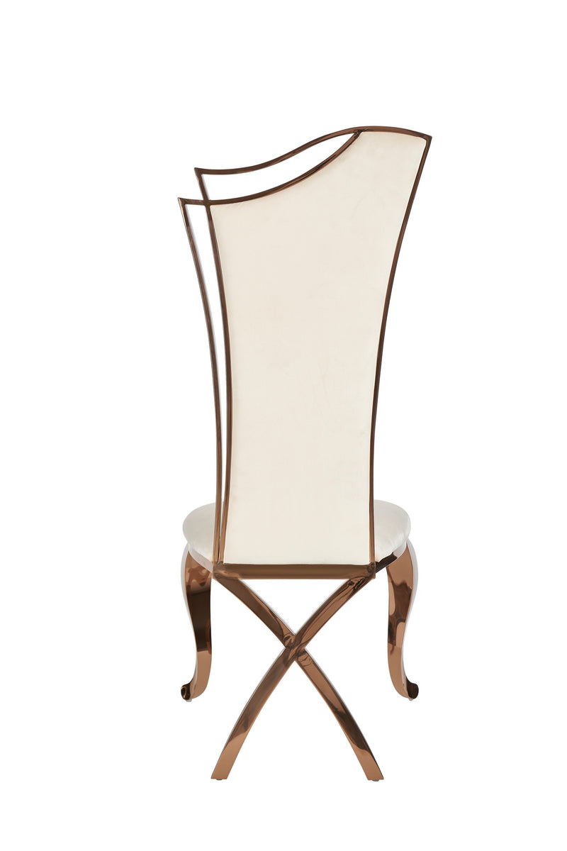 Modrest Bonnie - Beige Velvet & Rose Gold Dining Chair (Set of 2)