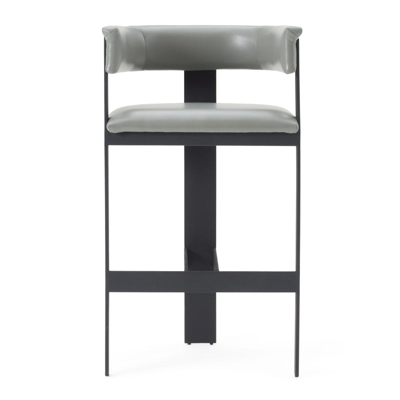 Modrest Boswell - Modern Grey Faux Leather + Black Barstool