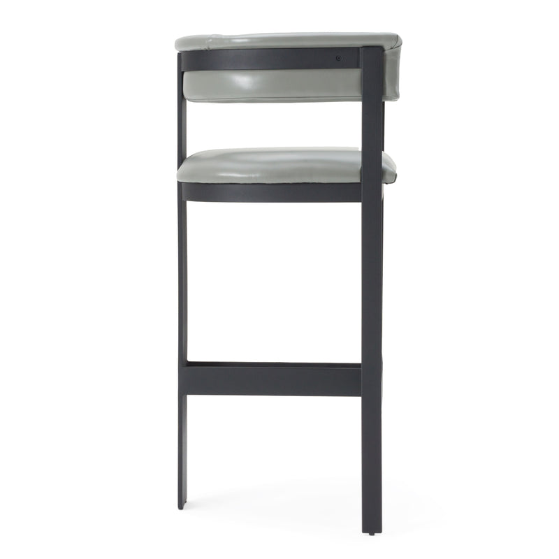 Modrest Boswell - Modern Grey Faux Leather + Black Barstool