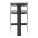 Modrest Boswell - Modern Grey Faux Leather + Black Barstool